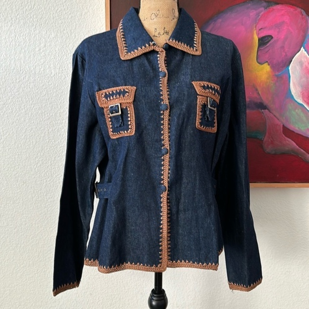 🌈🌈🌈  Lew Magram collection 18 jacket blazer top XL denim linen blend NWOT